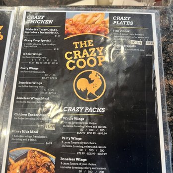 The Crazy Coop Ridgeway - Menu 2 of 2 - Chicken Wings Near Me - Memphis, Tennessee
