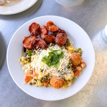 Phoebe's Diner - Migas with chorizo - American Near Me - Austin, Texas Phoebe's Diner - Migas with chorizo - American Near Me - Austin, Texas
