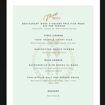 Miso Mozza - Restaurant week menu - Asian Fusion Near Me - Providence, Rhode Island