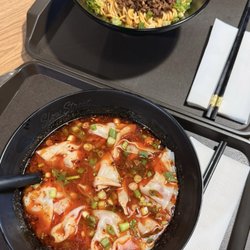 Chili Pork Mix Noodle and Dragon Wontons