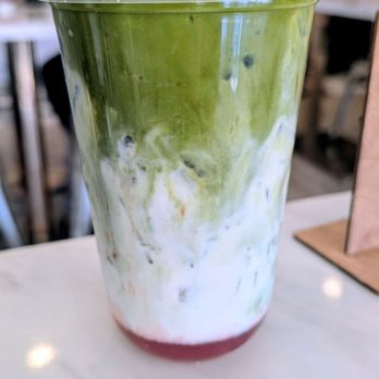 Dots Cafe - Matcha Strawberry Latte, Iced - Cafes Near Me - Pasadena, California