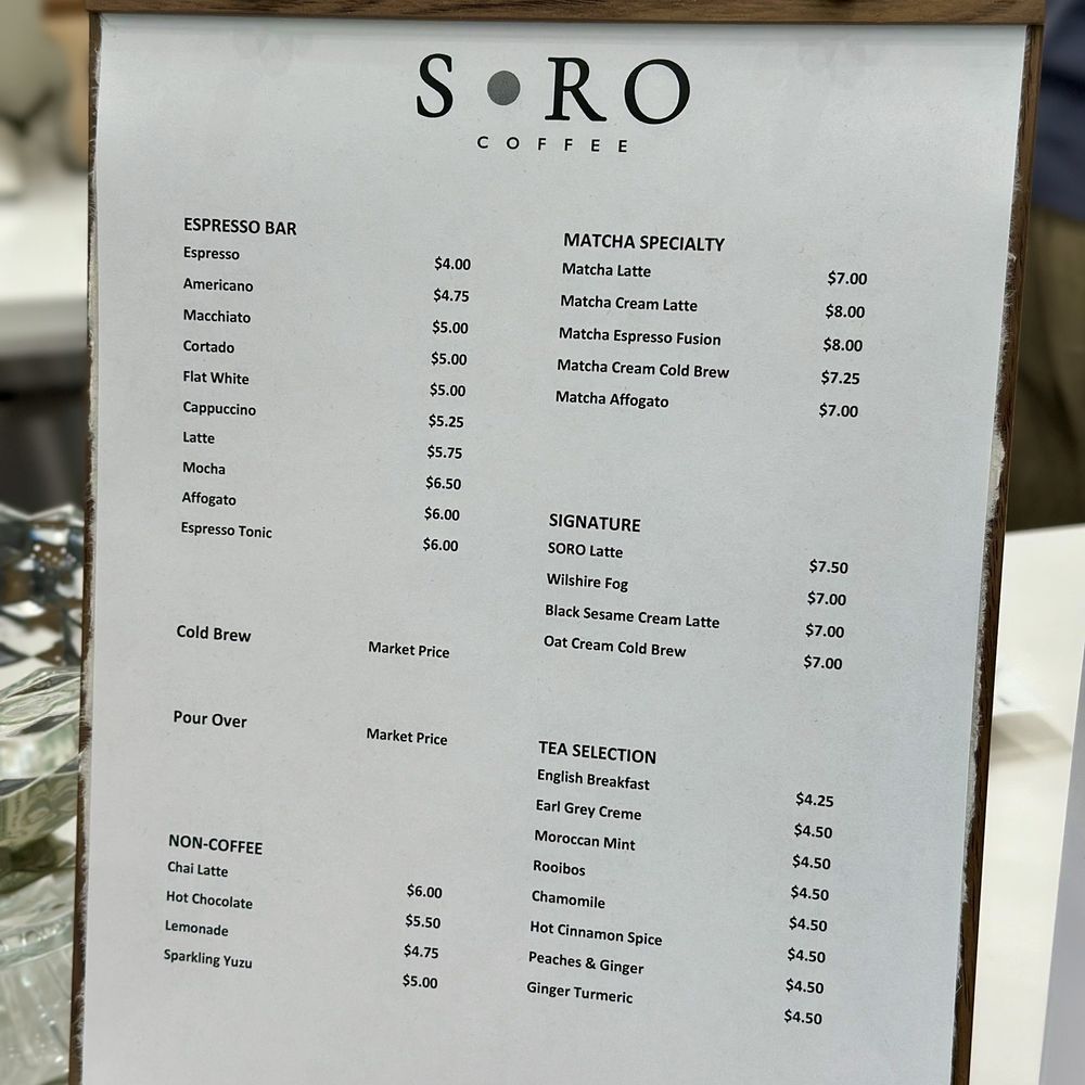 Soro Coffee - Menu as of 12/5/25 - Coffee & Tea Near Me - Los Angeles, California Soro Coffee - Menu as of 12/5/25 - Coffee & Tea Near Me - Los Angeles, California
