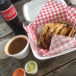 Don Justo Red Tacos - Claim to be the best Birria tacos in Tulsa!!! 5 tacos , consume and a Mexican Coke, $17.62.