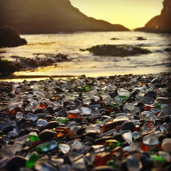 Glass Beach - Glass beach at sunset - Beaches Near Me Glass Beach - Glass beach at sunset - Beaches Near Me