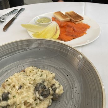 Mistral - Wild Burgundy Escargot Risotto and House Cured King Salmon Toast - French Near Me - Sherman Oaks, California Mistral - Wild Burgundy Escargot Risotto and House Cured King Salmon Toast - French Near Me - Sherman Oaks, California