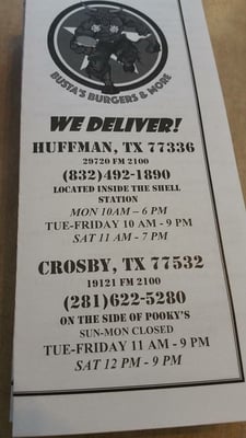 Menu photo 3 Busta's Burgers CROSBY Crosby, TX Menu photo 3 Busta's Burgers CROSBY Crosby, TX