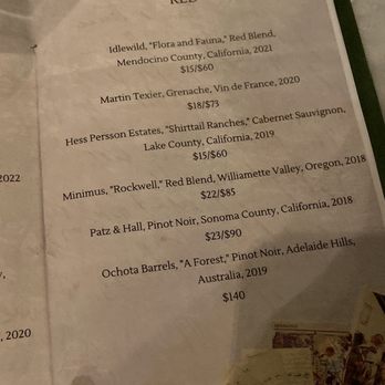 Peregrin - Red wine menu - Bars Near Me - Savannah, Georgia