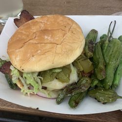 Sandos and Sandias - Chichura burger and shishito peppers