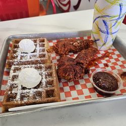 Al's Hot Chicken - Combo #4 2 waffles & 2 chicken strips $17.25 drink combo $1.99