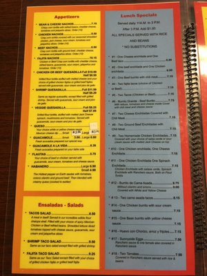 Menu photo 2 Los Girasoles Billings, MO