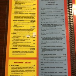 Los Girasoles - Menu