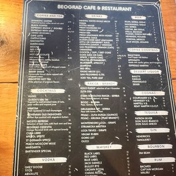 Cafe Beograd - Drink menu - Coffee & Tea Near Me - Chicago, Illinois