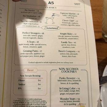 A5 Steakhouse - Cocktail Menu - Steakhouses Near Me - Denver, Colorado