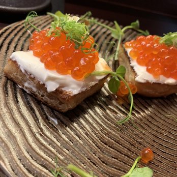 Sushi ii - Salmon roe with creme fraiche and toasted brioche - Japanese Near Me - Honolulu, Hawaii Sushi ii - Salmon roe with creme fraiche and toasted brioche - Japanese Near Me - Honolulu, Hawaii