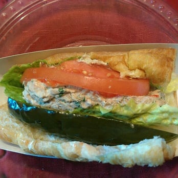 Nathan's Soup and Salad - Tuna salad on croissant (I added pickle) - Soup Near Me - Rochester, New York