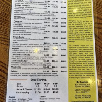 The Blind Onion Pizza & Pub - Back menu - Pubs Near Me - Sparks, Nevada The Blind Onion Pizza & Pub - Back menu - Pubs Near Me - Sparks, Nevada