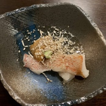 Yuji - Steamed rockfish with sea urchin garnished with shaved truffle - Japanese Near Me - San Francisco, California Yuji - Steamed rockfish with sea urchin garnished with shaved truffle - Japanese Near Me - San Francisco, California