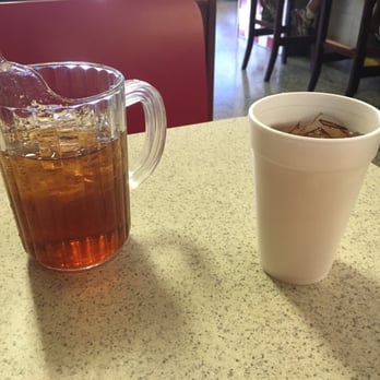 Little Bit's Grill - Glad that the server gave me my own pitcher of sweet tea - Burgers Near Me - Oak Island, North Carolina