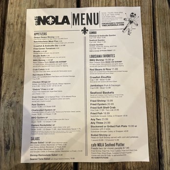 Cafe Nola - Menu - Cajun/Creole Near Me - Gulf Breeze, Florida
