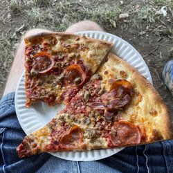 Rhode Island pizza - The place I got most gives you two in one slice & worth $8.00.