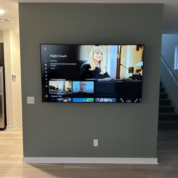 KCD Electric - Tv mounted, and added receptacle behind the TV to hide cables - Electricians Near Me