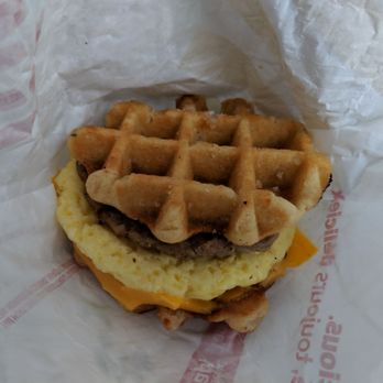 Tim Hortons - Belgian waffle breakfast sandwich with sausage - Coffee & Tea Near Me - Pickering, Ontario Tim Hortons - Belgian waffle breakfast sandwich with sausage - Coffee & Tea Near Me - Pickering, Ontario