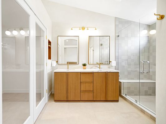 The Solace Aureum - This full home remodel was completed for a homeowner who wanted a more open, minimal layout throughout the house. The goal was to modernize every room, from the main living areas to the garage, so the home felt cohesive and up to date. A white base was used across surfaces and walls to keep the spaces bright and neutral. The Solace Aureum - This full home remodel was completed for a homeowner who wanted a more open, minimal layout throughout the house. The goal was to modernize every room, from the main living areas to the garage, so the home felt cohesive and up to date. A white base was used across surfaces and walls to keep the spaces bright and neutral.