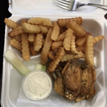 So Good Chicken & Wings - 6pc wings w/ fries. My fries look a little darker because I put them in the air fryer when I got home to make it crispier! - Chicken Wings Near Me - Suwanee, Georgia So Good Chicken & Wings - 6pc wings w/ fries. My fries look a little darker because I put them in the air fryer when I got home to make it crispier! - Chicken Wings Near Me - Suwanee, Georgia