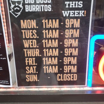 Big Boss Burritos - Business hours - Mexican Near Me - Elizabeth City, North Carolina