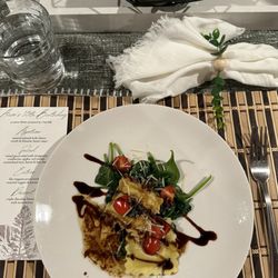 Private Dinners By Chef Bill - Sautéed spinach with cheese ravioli & balsamic butter sauce
