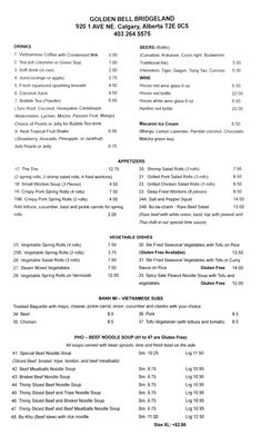 Menu photo 2 Golden Bell Bridgeland Calgary, AB Menu photo 2 Golden Bell Bridgeland Calgary, AB
