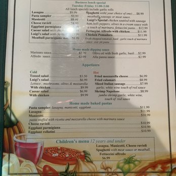 Luigis - Page 1 of menu - Italian Near Me - Woodway, Texas