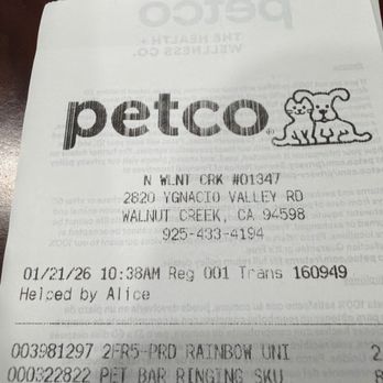 Petco - Receipt - Pet Groomers Near Me - Walnut Creek, California Petco - Receipt - Pet Groomers Near Me - Walnut Creek, California