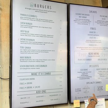 Seven Brothers Burgers - a menu on a large screen - Burgers Near Me - Provo, Utah Seven Brothers Burgers - a menu on a large screen - Burgers Near Me - Provo, Utah