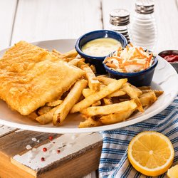 Halibut House - Our Signature wild-caught Alaskan Halibut in our light batter with fresh thick-cut fries.
