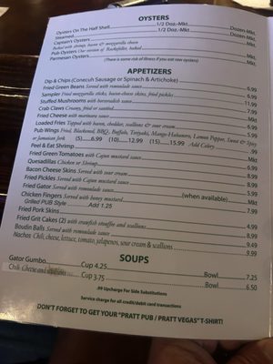 Menu photo 1 Pratt Pub & Oyster Bar Prattville, AL Menu photo 1 Pratt Pub & Oyster Bar Prattville, AL