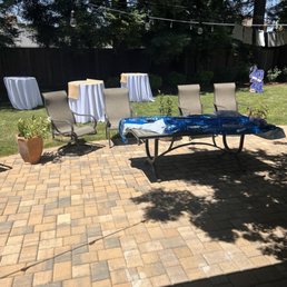 Stand n sip tables for a graduation party.