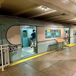 Antique subway car on display