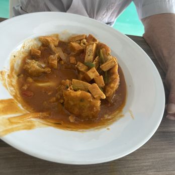 Peña Blanca - Morongo ( all plantain ( platano) with salsa criolla and chicken.  My dad loved it. - Desserts Near Me - Aguadilla Pueblo, Puerto Rico