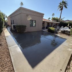 A1 Hardscape - -Travertine walkway installation -Demoed the old cracked concrete pad  -New concrete pad installation