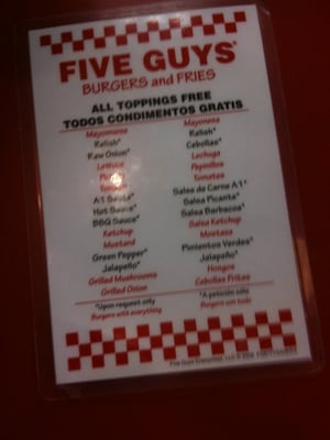 Menu photo 2 Five Guys Tucker, GA Menu photo 2 Five Guys Tucker, GA