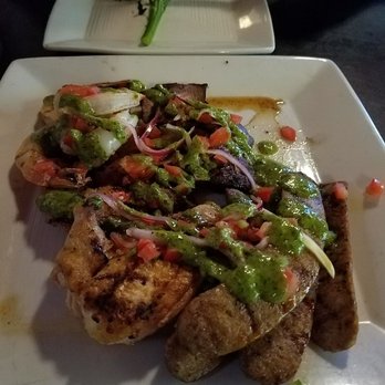 Flat Iron Grill - Asado Plato Para Dos - For Two $69 Grilled half chicken, shrimp 10oz flat iron steak chorizo chimichurri, salsa criollo + 2 sides - Steakhouses Near Me - Issaquah, Washington Flat Iron Grill - Asado Plato Para Dos - For Two $69 Grilled half chicken, shrimp 10oz flat iron steak chorizo chimichurri, salsa criollo + 2 sides - Steakhouses Near Me - Issaquah, Washington
