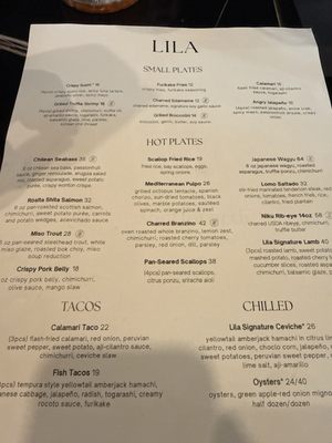 Menu photo 1 Lila Charlotte, NC