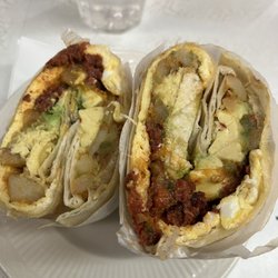 G's Coffee Shop - bfast burrito with chorizo 11/10