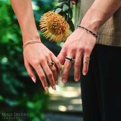 Hawaiian Black Coral Rings, Heritage Ring, Hawaiian Heirloom Bracelet and Black Coral Bracelet