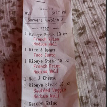 Eko's Bar & Grill Restaurant - meal ticket put in by waitress - Seafood Near Me - Lowell, Massachusetts