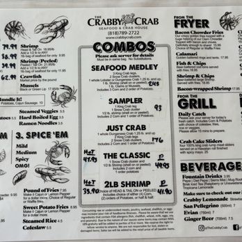 The Crabby Crab - Menu as of August 2026 - Seafood Near Me - Sherman Oaks, California