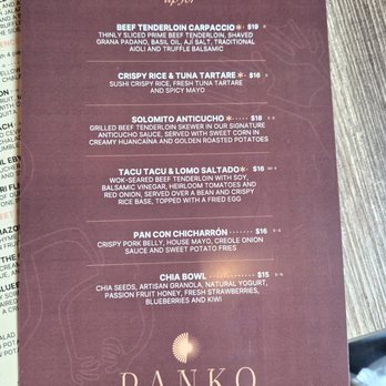 Panko - Brunch Menu - Peruvian Near Me - Charlotte, North Carolina