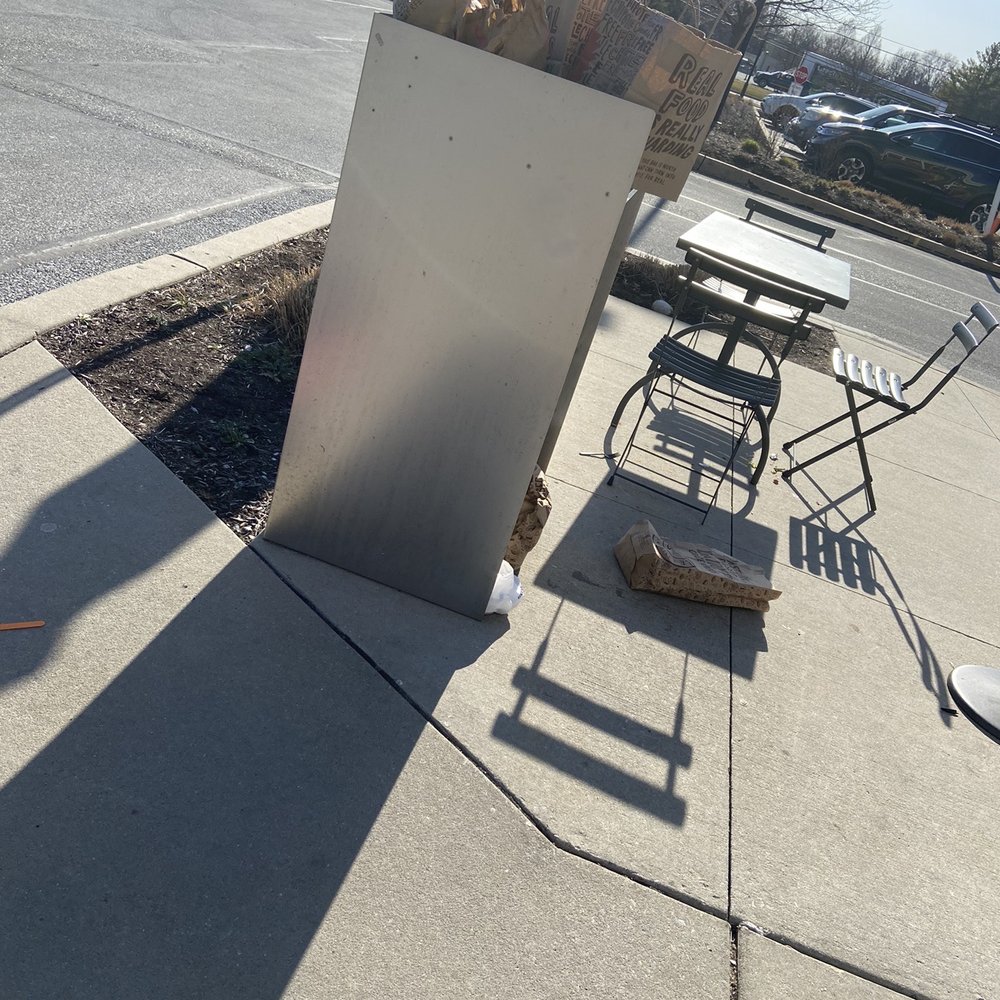 Chipotle Mexican Grill - Trash over flowing outside the entrance - Mexican Near Me - Exton, Pennsylvania