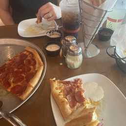 Pizza and fries are good. Pizza and fries are good.